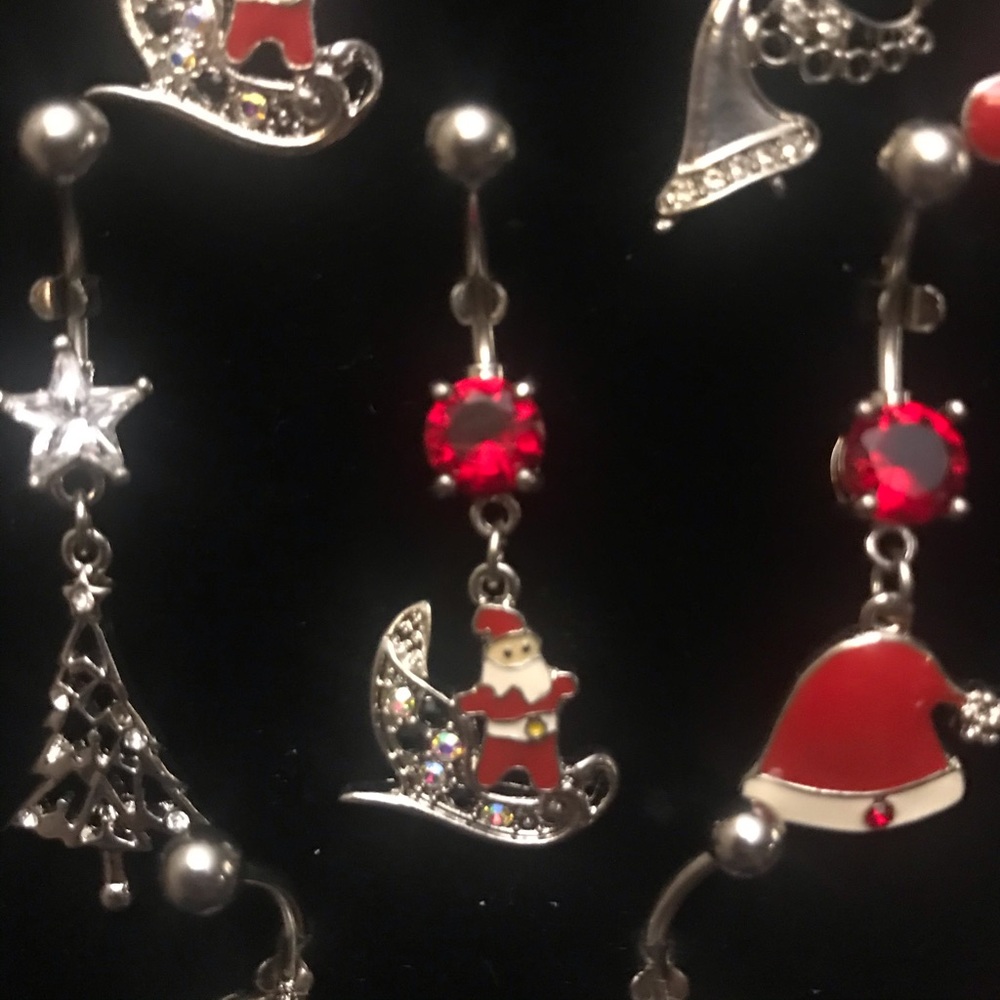 3 Pack New Christmas Themed Belly Ring Set